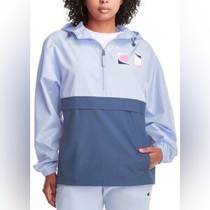 NWT Champion Women's C Logo Packable windbreaker Pullover w/ 1/2 Zip Sz large